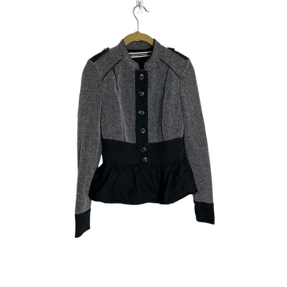 Anthropologie Daughters of the Liberation Black Gray Military Jacket 2